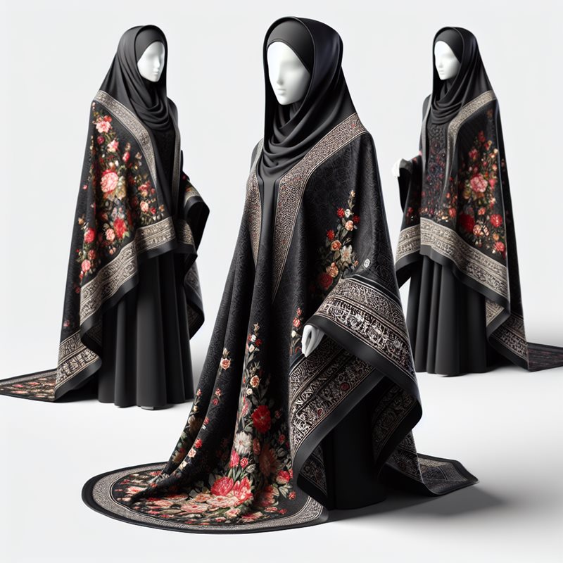 چادر مشکی با طرح گل